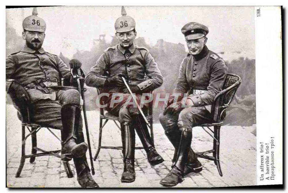 Tres soldados alemanes — número 36 — edición patriótica 1914 - Anverso