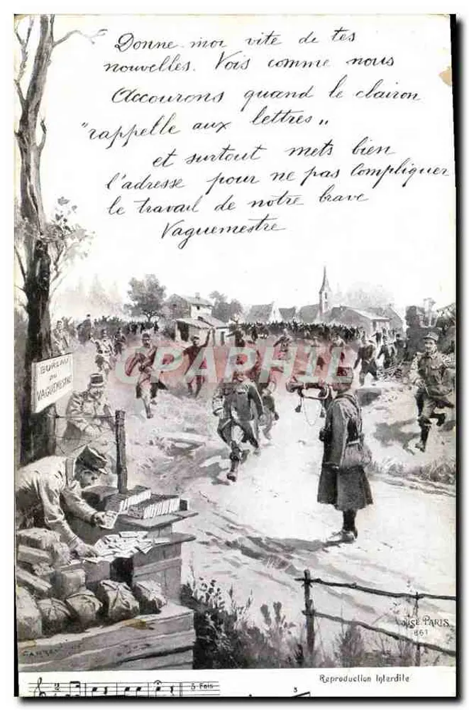 Soldados em campanha — Bureau do Vaguerismo — editor Vise Paris n° 861 - Frente