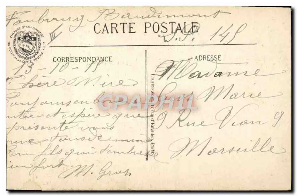 Soldados em campanha — Bureau do Vaguerismo — editor Vise Paris n° 861 - Verso
