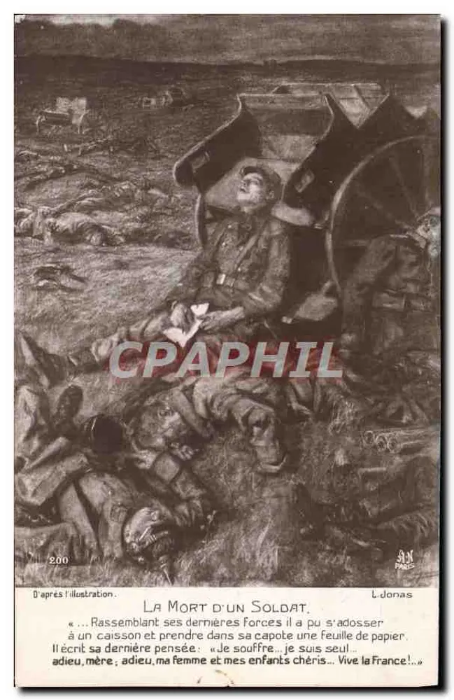 A Morte de um Soldado — cena de guerra — editor L. Donas, N° 200 - Frente