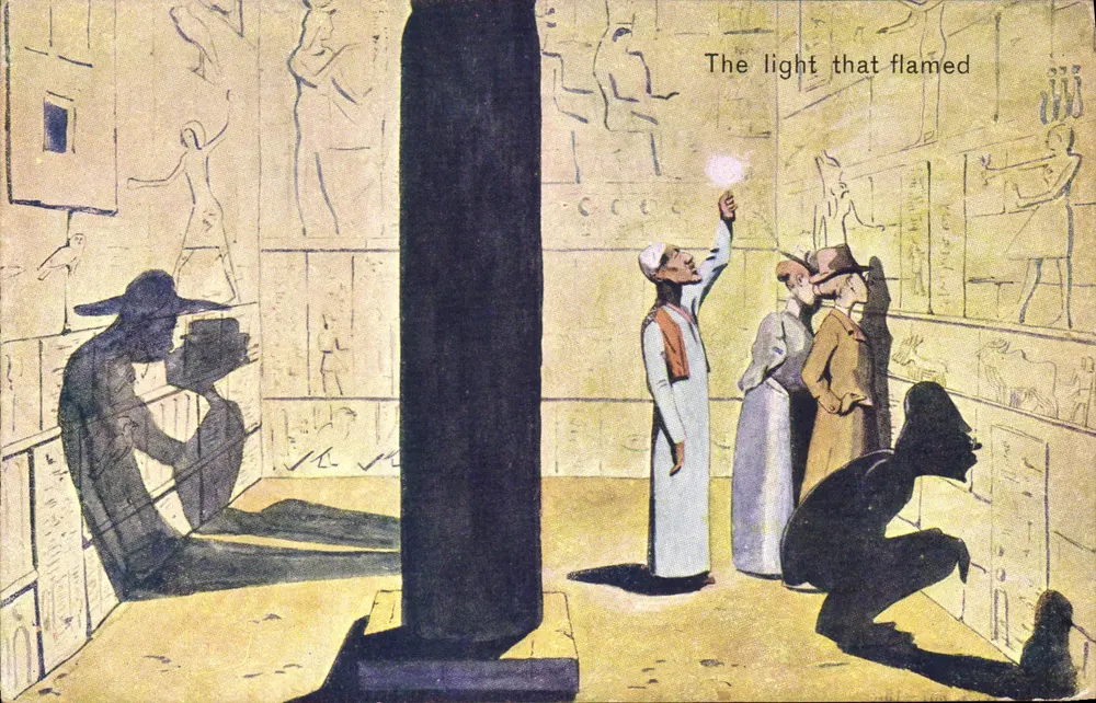 Säulenraum — ägyptische Szene mit Besuchern — B. K. W. 951-13 - Vorderseite