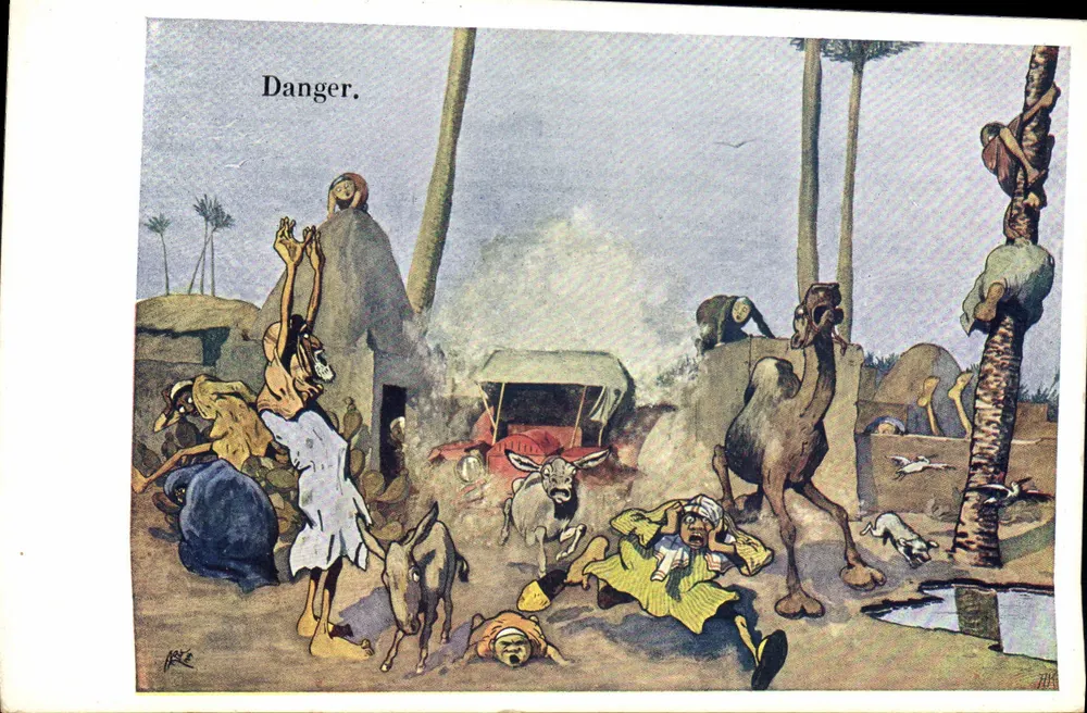 Szene des Chaos in einem Dorf — bevorstehende Gefahr — Verlag B.E.W.L. n° 448-3 - Vorderseite