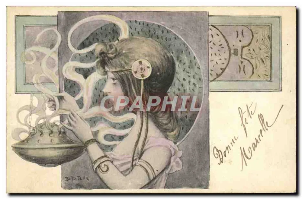 Frau mit Rauch — Illustration von B. Patella — Verlag nicht sichtbar - Vorderseite