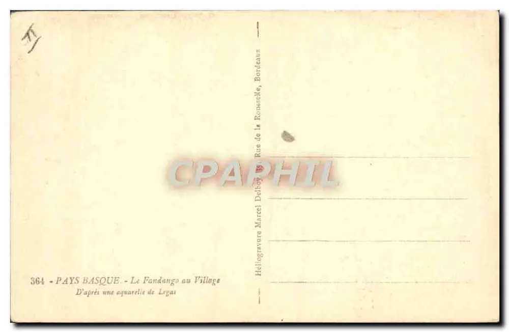 Baskenland — Der Fandango im Dorf — Hélogravure Marcel Daboy, Rue de la Rousseche, Bordeaux - Rückseite