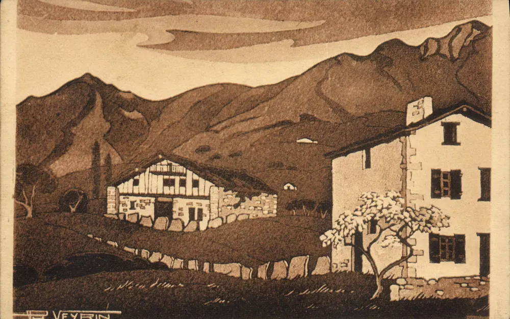 Frühlingslandschaft in SARE — M. D. — Phototypié Marcel Delbouy, nach dem Zeichnung von Philippe Veyrin — n° 332 - Vorderseite