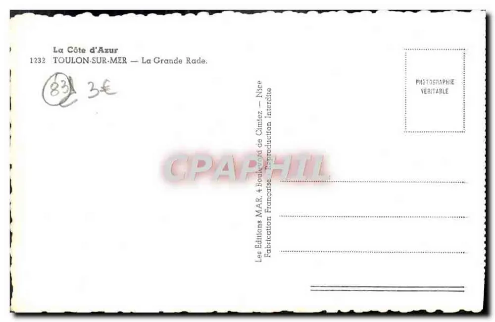 Toulon (Var) — A Grande Baía — Edições Cimiez - Verso