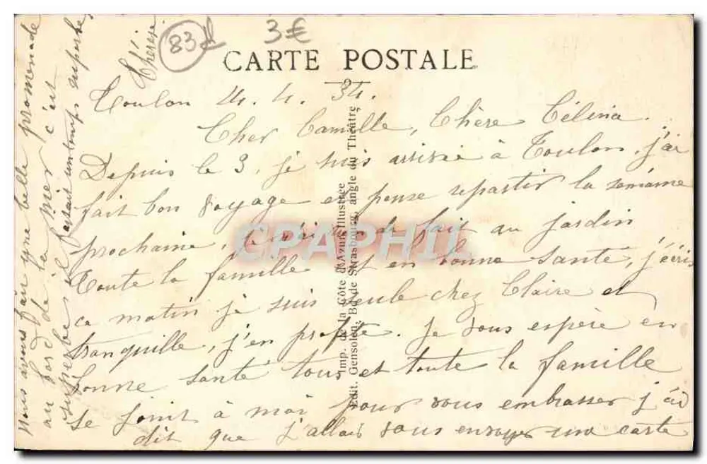 Toulon — O Monumento da Federação — Editor: Censore, 13 - Verso