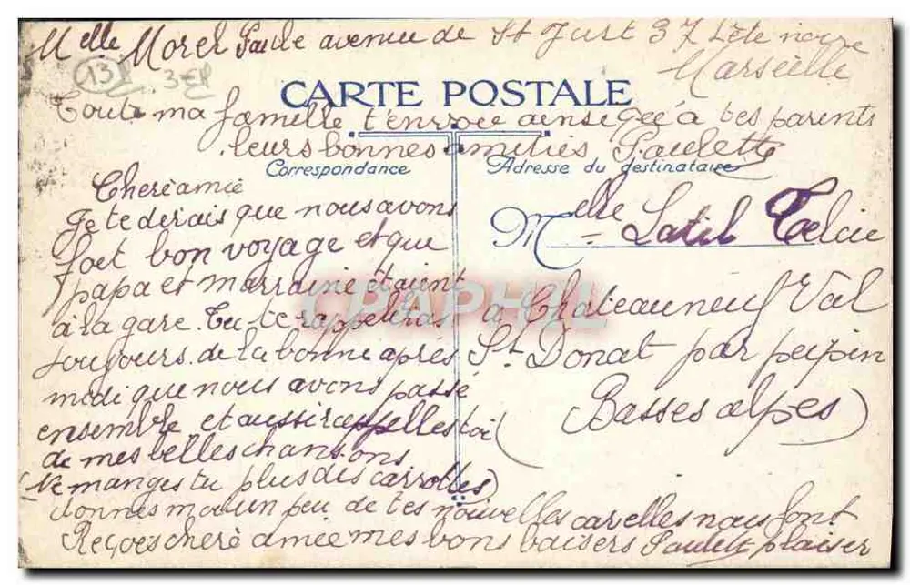 Marseille, o Parque Borely — a peça d'água — editor L. B. n° 13 - Verso
