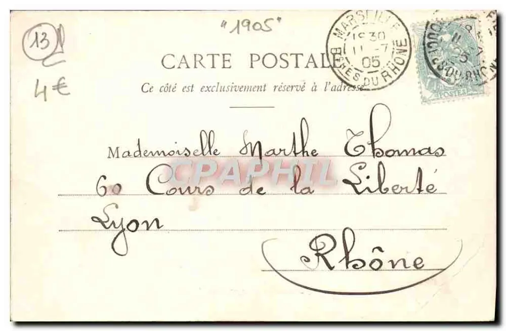 Marseille — Castelo Borély — Édition Giletta, fot., Nice, número de série não visível - Verso