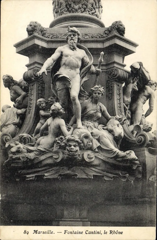 Marseille — Fontaine Cantini, o Rio Rhône — editor desconhecido, n° de série 89 - Frente