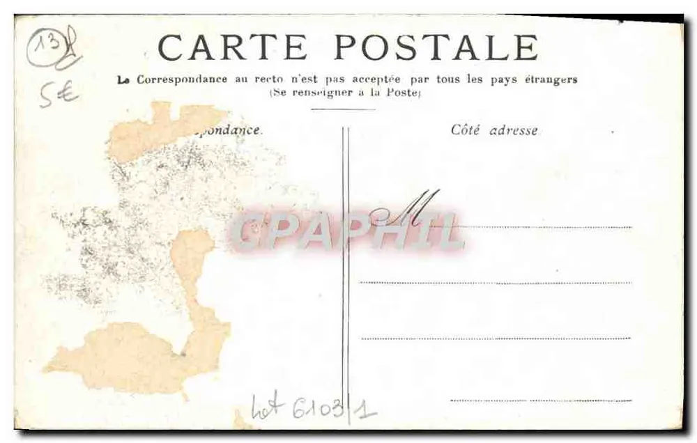 MARSEILLE — La Canebière. — Éditeur non identifié, n° de série non visible. - Verso