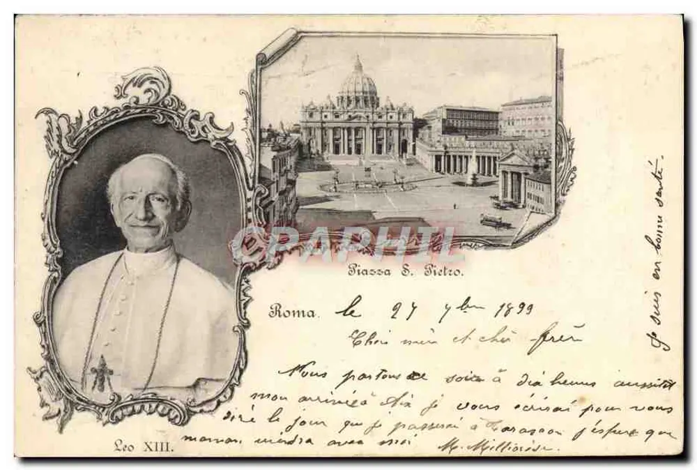 Papst Leo XIII — Piazza San Pietro — italienische Ansichtskarte - Vorderseite