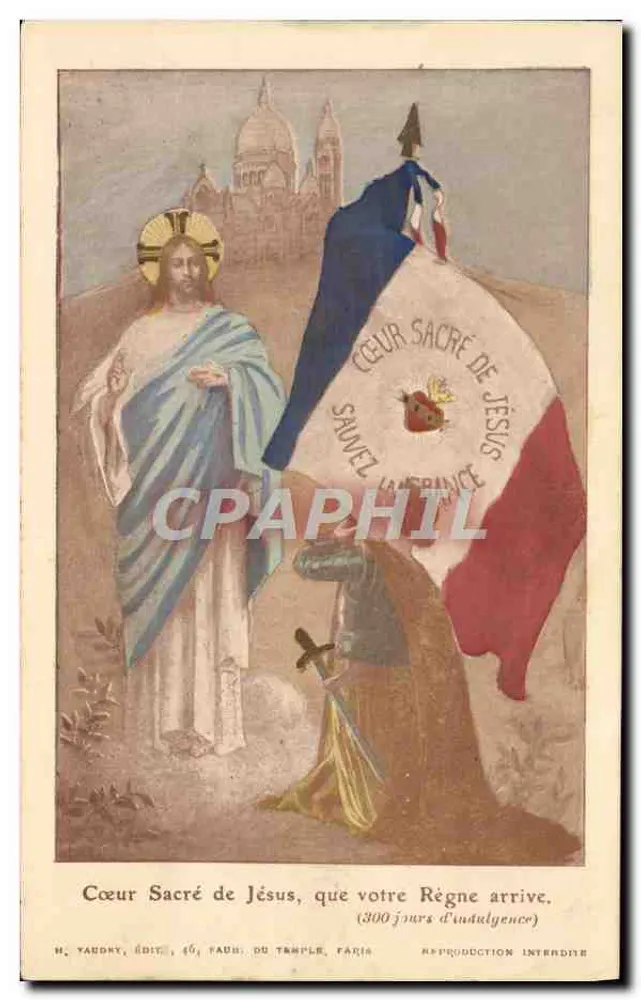 Heiliges Herz Jesu — (300 Tage Ablass) — H. Taudky, Verlag, 66, Faub. du Temple, Paris - Vorderseite