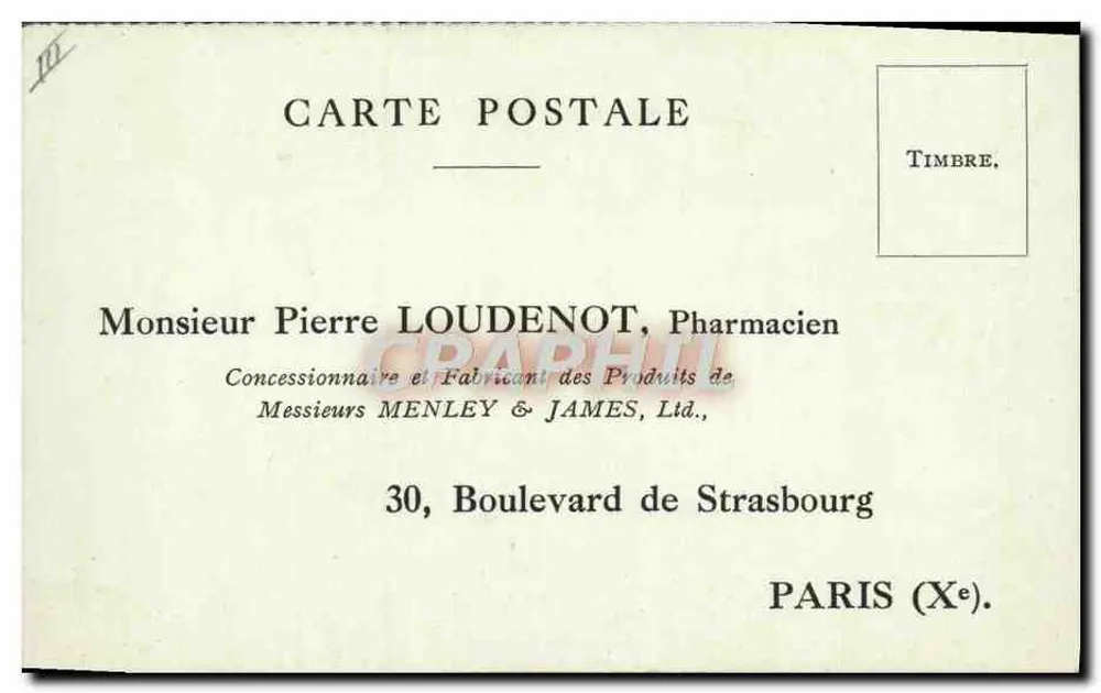 Gutschein für eine Probe von IODEX — Herr Pierre LOUDENOT, Apotheker in Paris - Rückseite