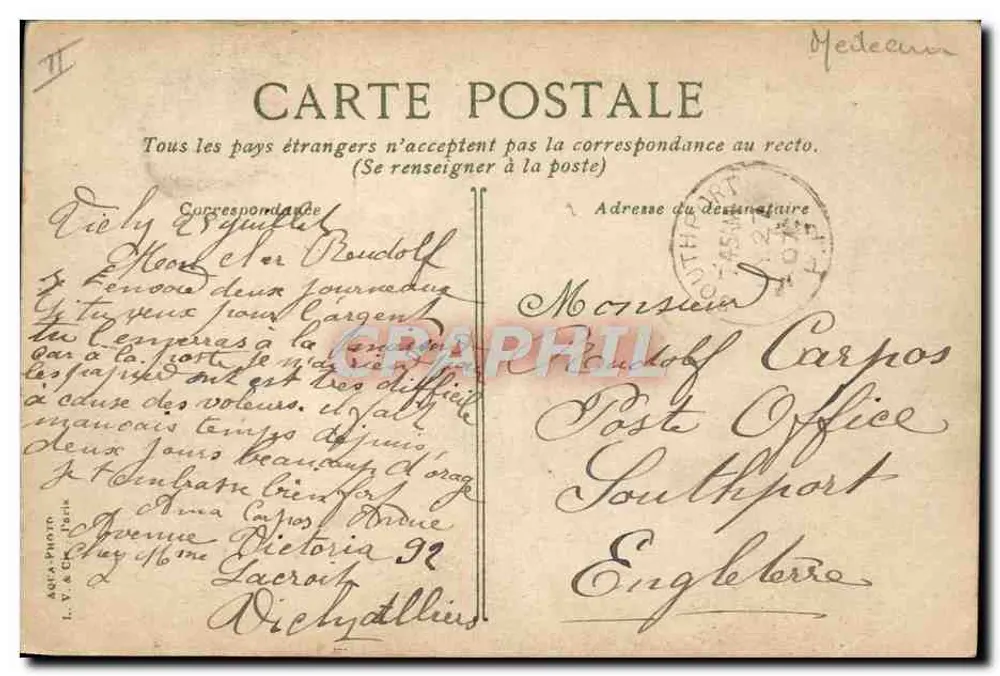 Faculté de Médecine — Université de Lyon — éditeur L.V. RENOU, n°18 - Verso