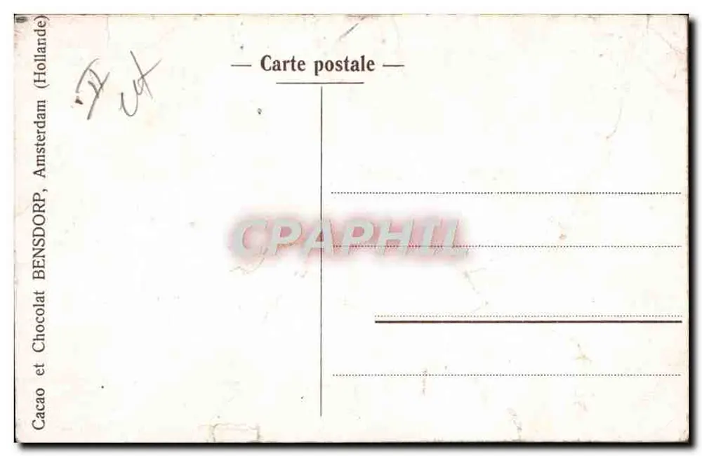 Jeunes Hollandais — scène de campagne — éditeur Cacao et Chocolat BENS DORP - Verso