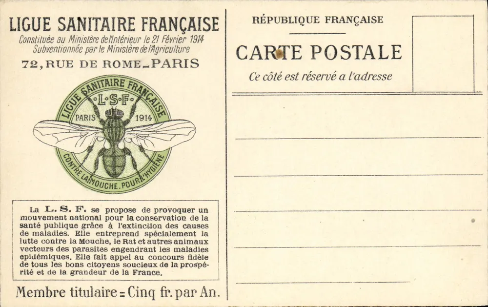 Französische Sanitätsliga — Kampf gegen die Fliege — Verlag L.S.F., Paris, 1914 - Vorderseite