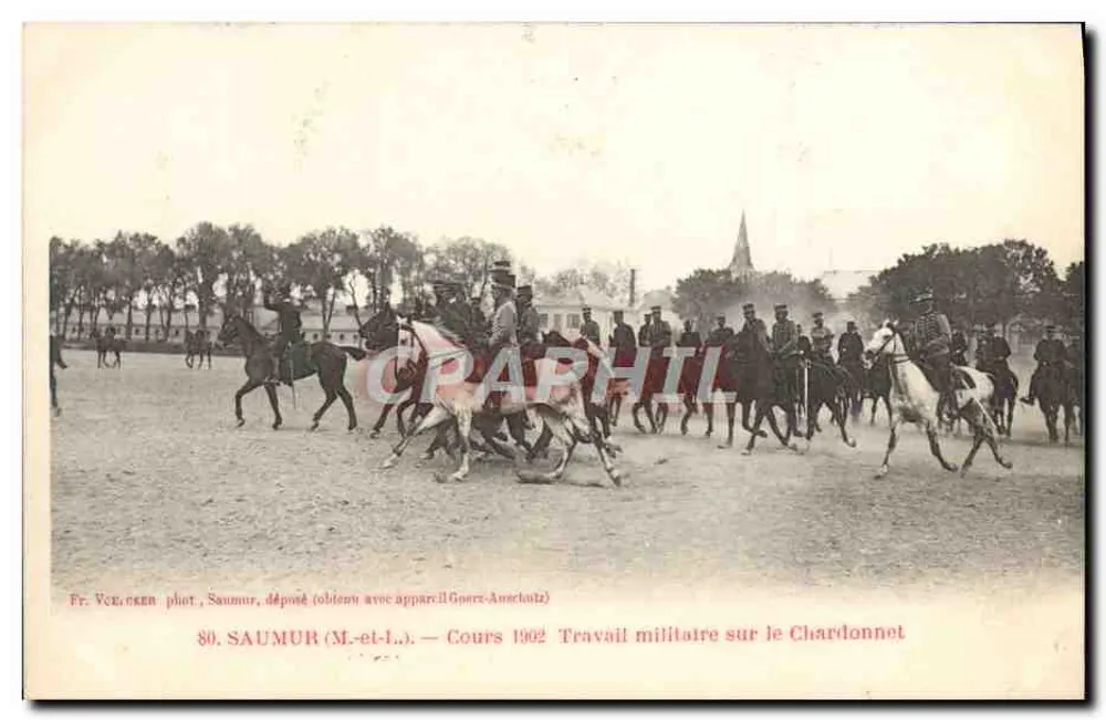 Saumur (M.-et-L.) — Cours 1902 — Militärische Übung auf dem Chardonnet — Fr. VORCKEN phot. - Vorderseite