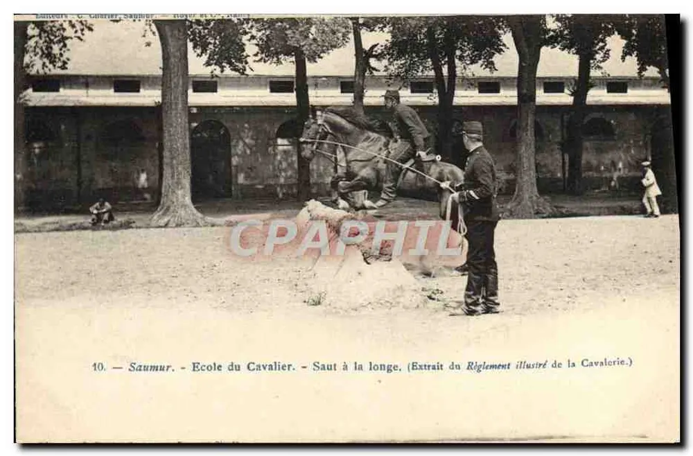 Saumur — Schule der Kavallerie — Sprung auf der Longe — G. Gabriel, Saumur, Nr. 10 - Vorderseite