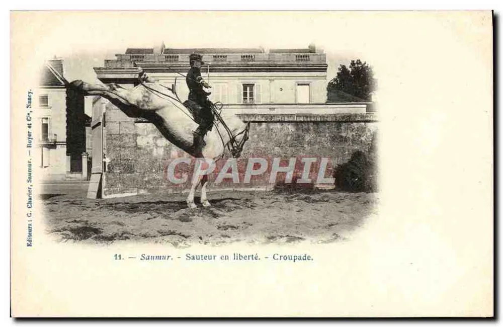 Springen in Freiheit — Croupade — Verlag: G. Charrier, Saumur, Roger und Cie, Saumur - Vorderseite