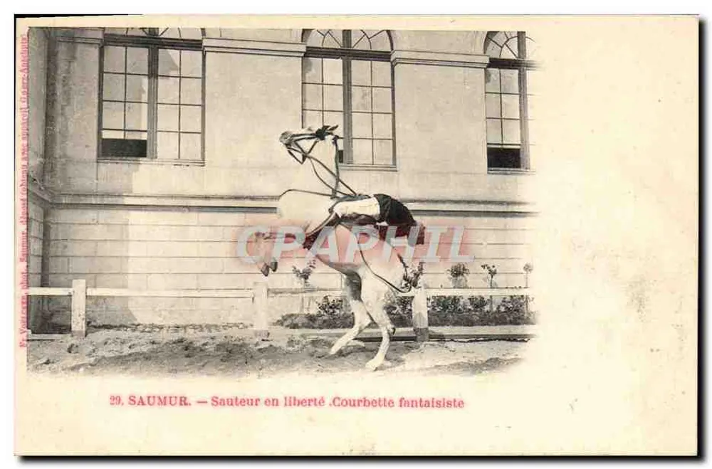 Saumur — Springreiter in Freiheit. Fantasie-Verbeugung — F. VOUTARAT, Fotograf - Vorderseite