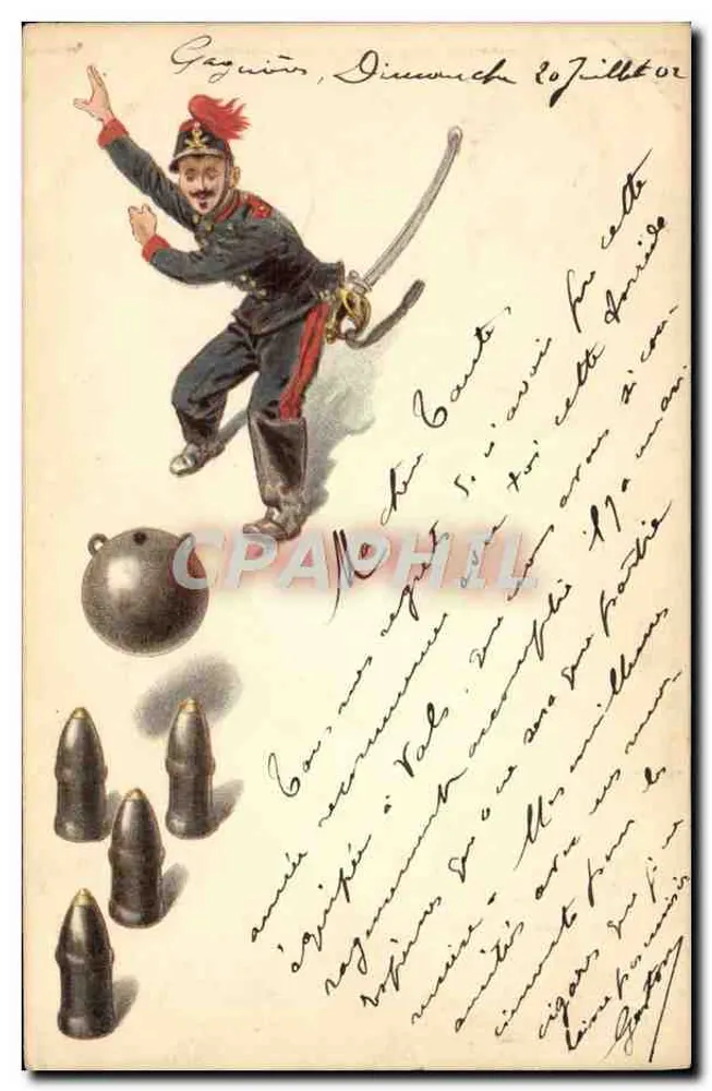 Soldado em ação — Gagnières, 1902 — Editor não identificado - Frente