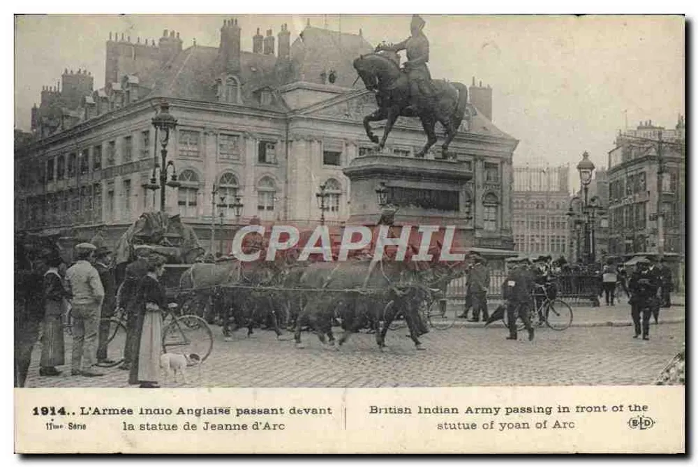 Die britische indische Armee, die vor der Statue der Jeanne d'Arc vorbeizog — 11. Serie — B.D. - Vorderseite