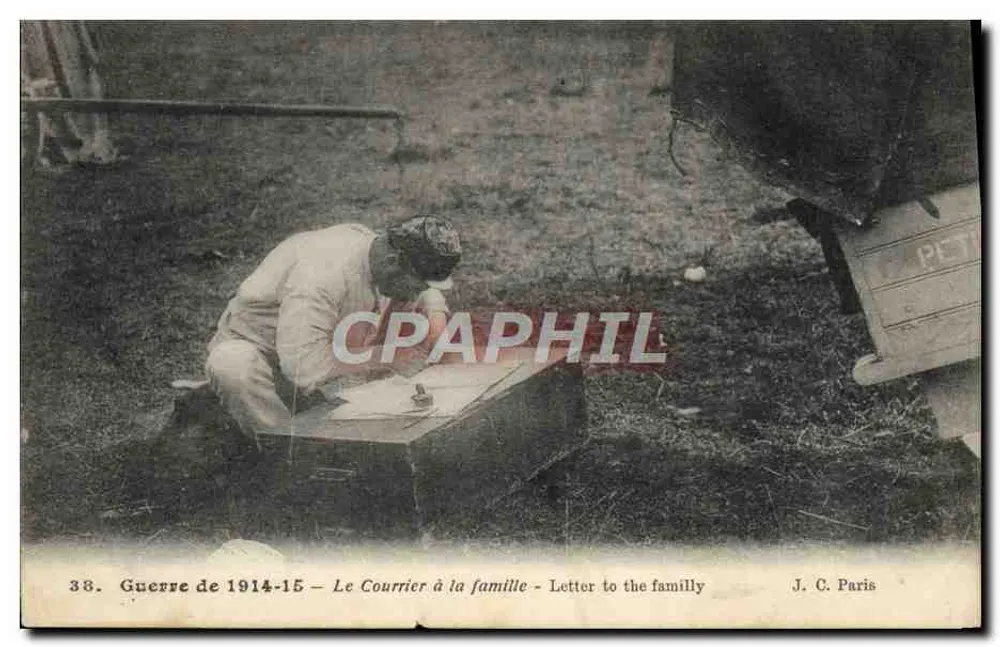 Soldat, der einen Brief an seine Familie schreibt — Krieg 1914-15 — J. C. Paris - Vorderseite