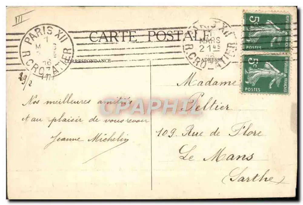 Lager der Dragoner nahe Chois-y-au-Bac (Oise) — Krieg 1914 — Verlag G. Mathiérie, Paris, n° 16 - Rückseite