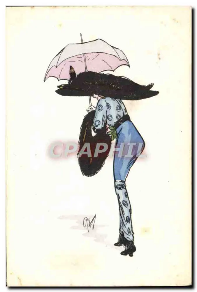 Frau unter einem rosa Schirm — Illustration — G.H. Paris - Vorderseite