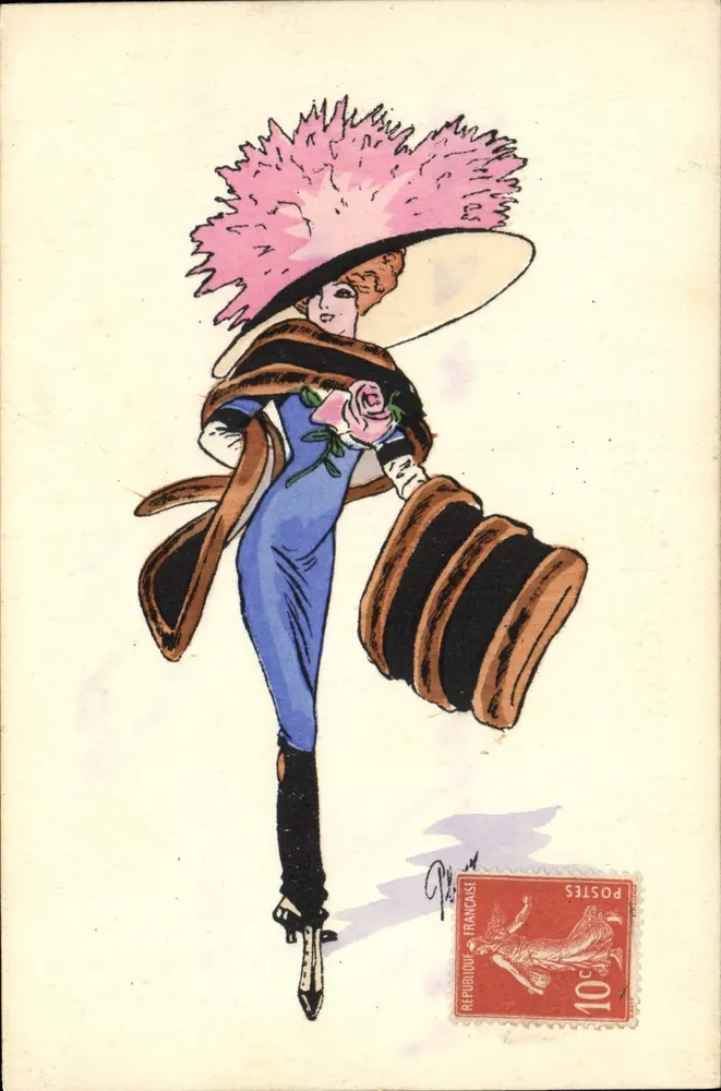 Elegante Frau mit rosa Hut — G.H. Paris, Serie 3 - Vorderseite