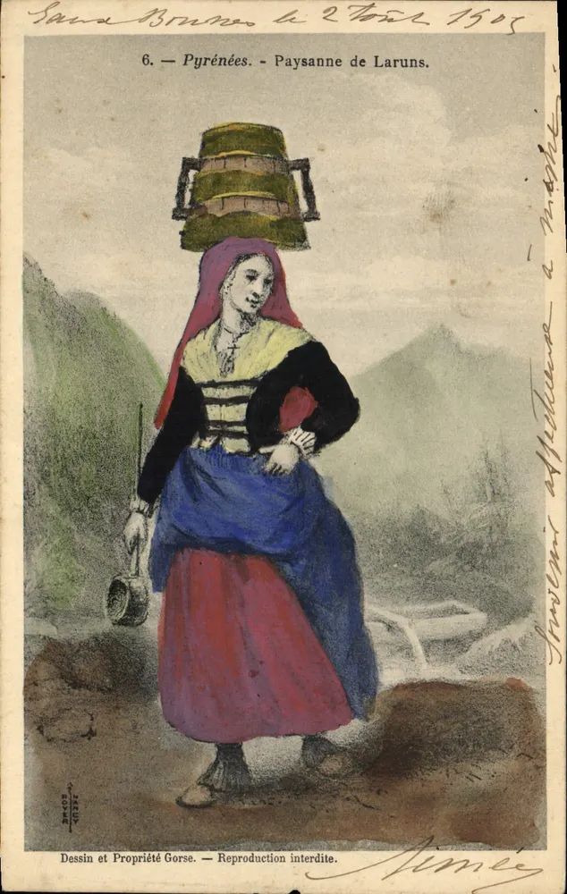 Bäuerin aus Laruns — Pyrénées — Zeichnung und Eigentum Gorse - Vorderseite