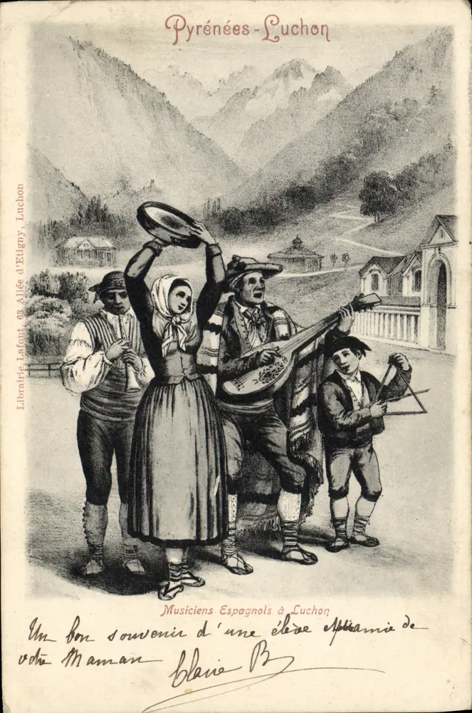 Spanische Musiker in Luchon — Pyrénées-Luchon — Librairie Lafont, Allée d'Eligny, Luchon - Vorderseite