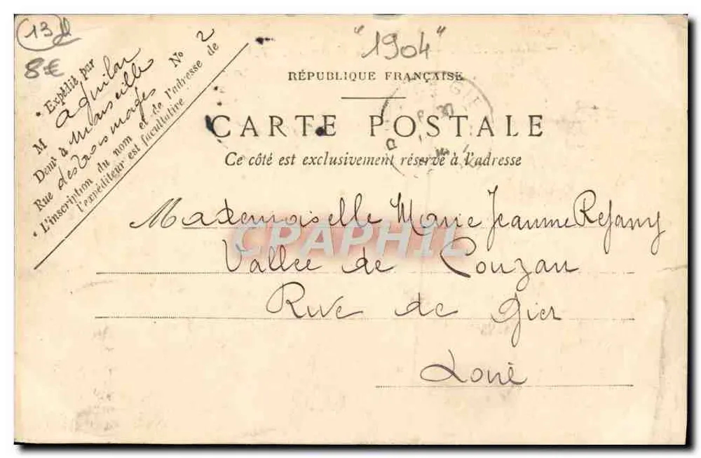 MARSEILLE — Quai de la Fraternité — P. R. — éditeur Aguilar, n° 104 - Verso