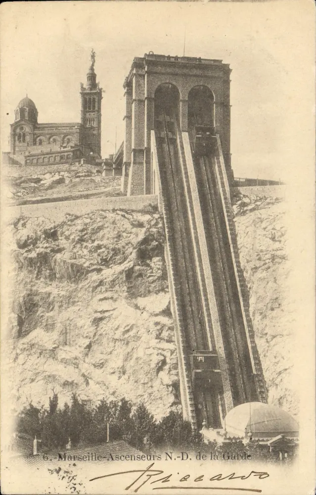 Marseille - Aufzüge der Notre-Dame de la Garde — Verlag Riocardo, Nr. 6 - Vorderseite