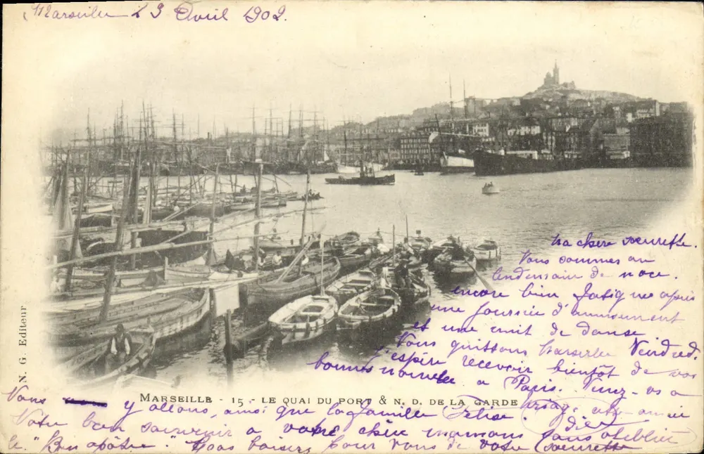 Marseille - O cais do porto & Nossa Senhora da Guarda — N.G. Editeur - Frente