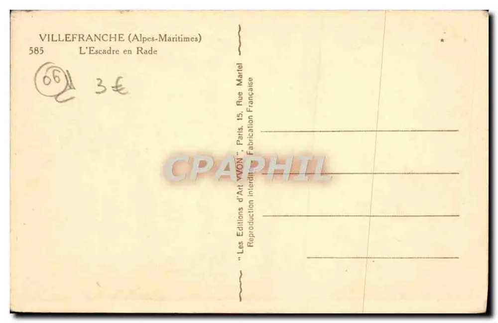 Villefranche (Alpes-Maritimes) — A Escadra na Baía — Edições de Arte VVON - Verso
