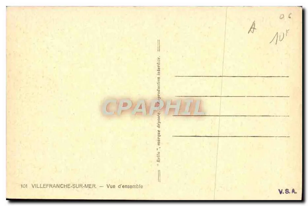 Villefranche-sur-Mer — Vista geral — V.S.A. - Verso