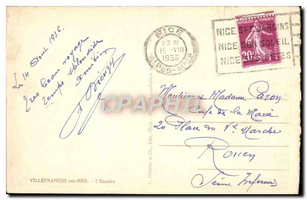 Villefranche-sur-Mer — vista da esquadra — Gilletta, n°06 - Verso