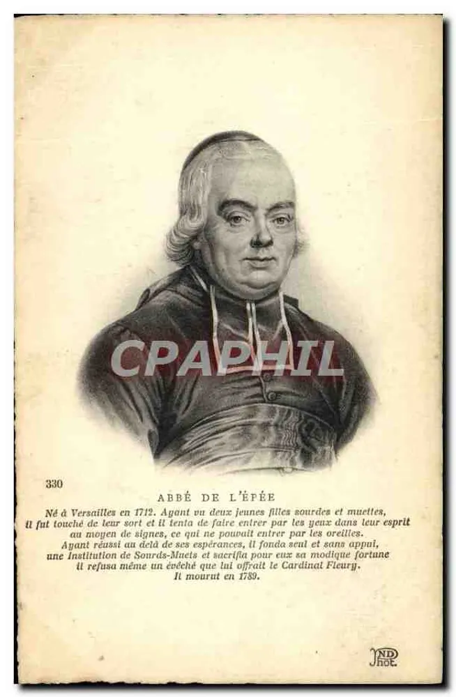 Abbé de l'Épée — Retrato gravado — N° 330 - Frente