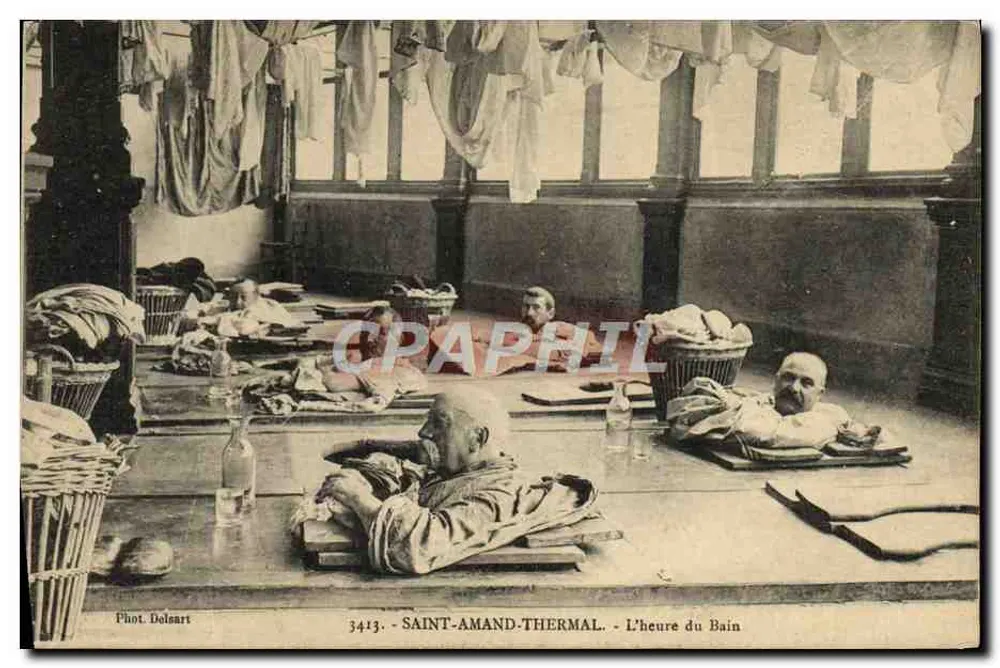 Saint-Amand-Thermal — L'ora del bagno — Fot. Delnart, n° 3413 - Recto