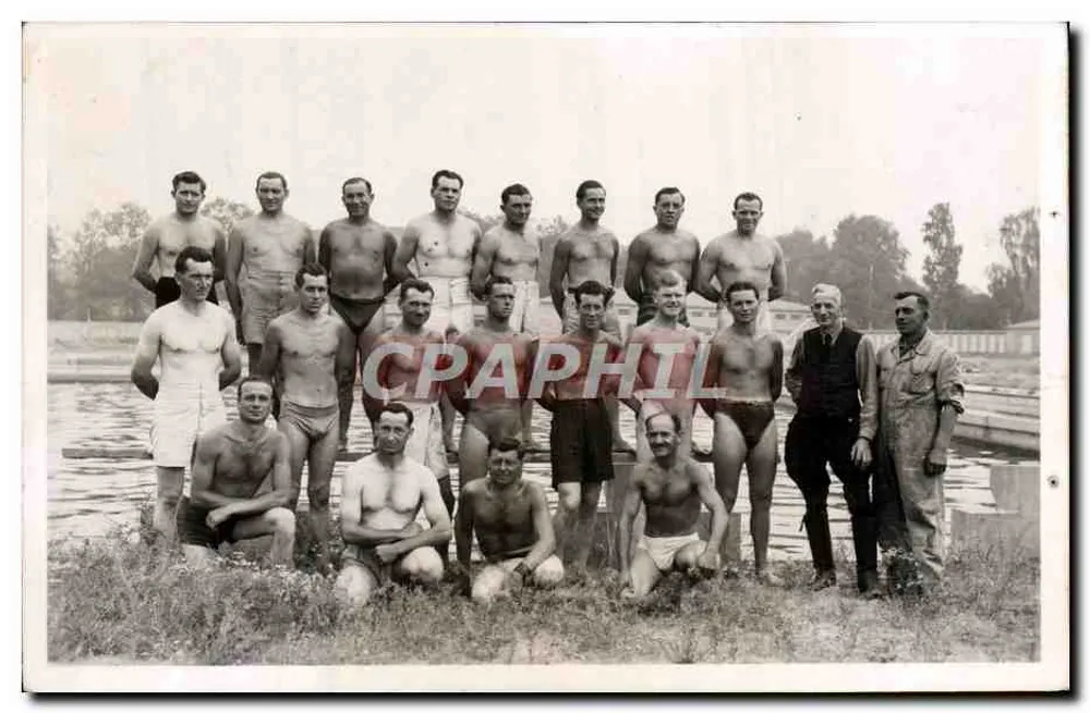 Männer Schwimmteam — Tauxche, Frankreich — datiert 23. Juni 1943 - Vorderseite