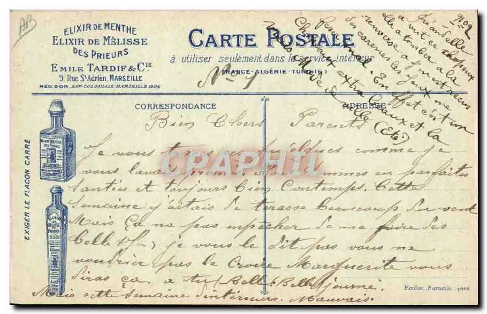 Frau mit Hund unter dem Regenschirm — Hydrotherapie — Moul lot, Marseille - Rückseite