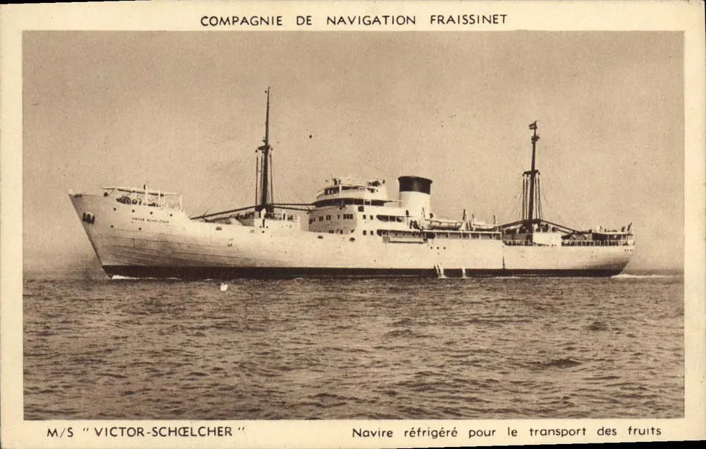 M/S "VICTOR-SCHÉLCHER" — Kühlfrachter für Fruchtentransport — Navigationsgesellschaft Fraissinet - Vorderseite