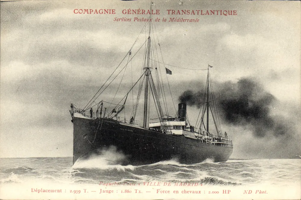 Dampfer Ville de Madrid — Compagnie Générale Transatlantique — ND Fotografie - Vorderseite