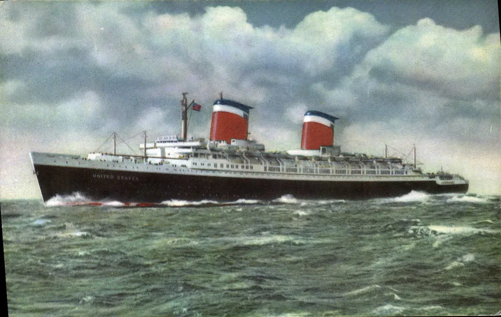 S.S. UNITED STATES — maior navio de passageiros construído nos Estados Unidos — editor Richrome - Frente