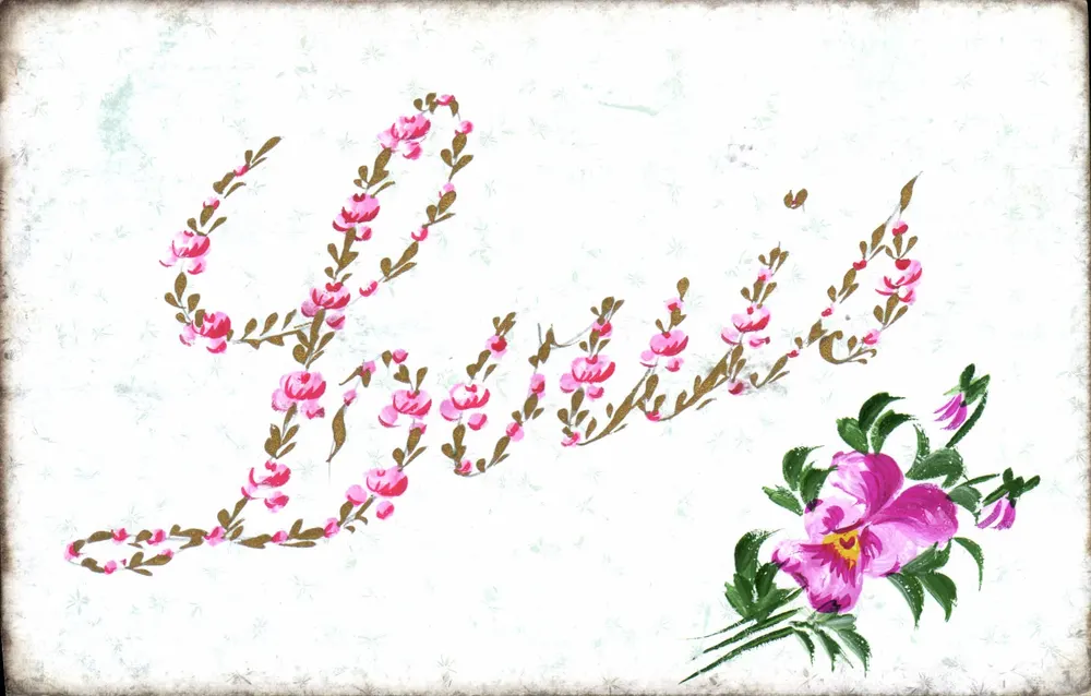 O amor — decoração floral — editor desconhecido, número de série não visível - Frente