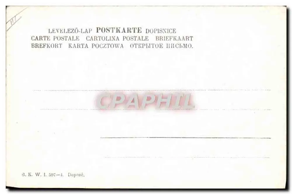 Prozession karikaturierter Figuren — Verleger B.K.W. n° 597-4 - Rückseite