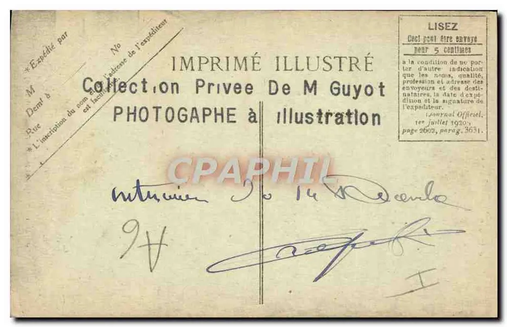 Frau Paul Deschanel und ihre drei Kinder — Private Collection von Herrn Guyot, Offizielle Zeitschrift, 1. Juli 1920, Seite 2602, Absatz 3631 - Rückseite