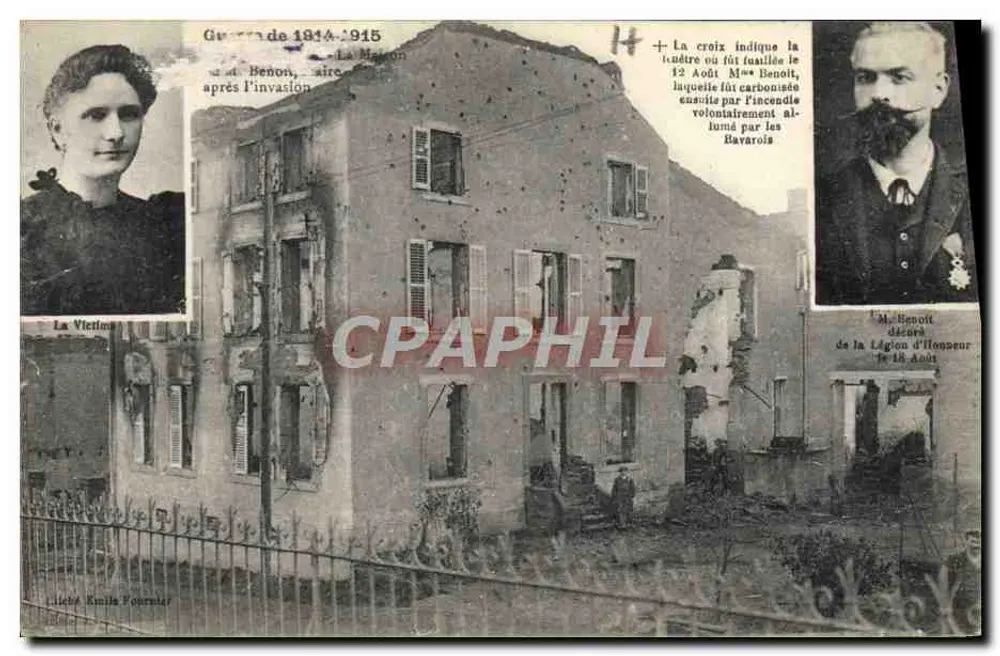 Das Haus von Benoît in Benon — zerstört von den Bayern — veröffentlicht von Emile Fournier - Vorderseite